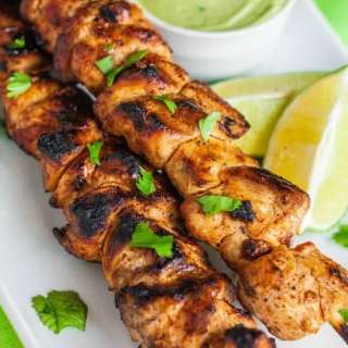 Chipotle Chicken Kabobs with Avocado Cream Sauce