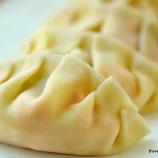 Salmon Potstickers with Wasabi Sauce