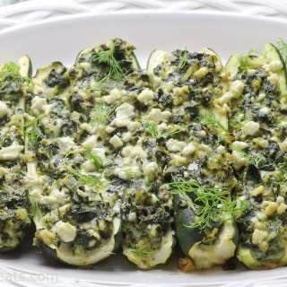 Spanakopita Stuffed Zucchini Boats
