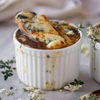 French Onion Soup with Brûléed Blue Cheese