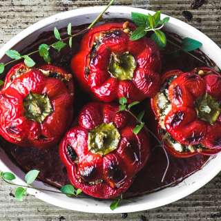 Spiced Lamb and Couscous Stuffed Red Peppers