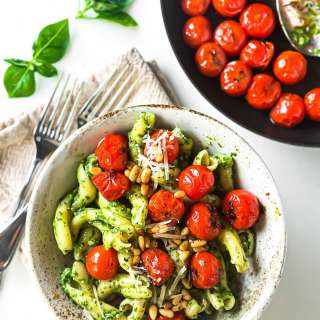 Pasta with Pesto and Blistered Tomatoes