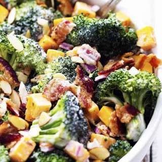 Creamy Broccoli Cheddar Bacon Salad