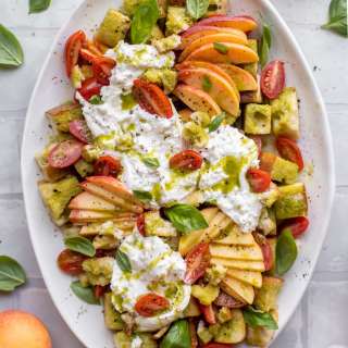 Burrata, Basil and Peach Panzanella