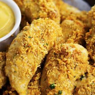 Baked Garlic Cheddar Chicken Strips