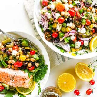 Greek Tomato Salad with Salmon