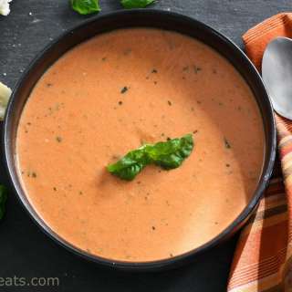 Creamy Tomato Basil Soup With Goat Cheese