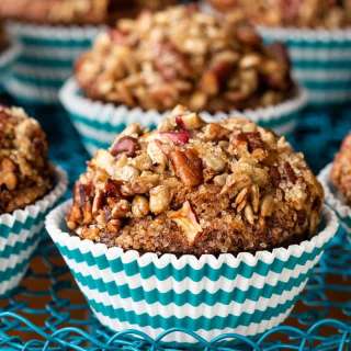 Morning Glory Muffins with Candied Pecan Topping