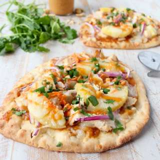 Thai Peanut Chicken Naan Pizza