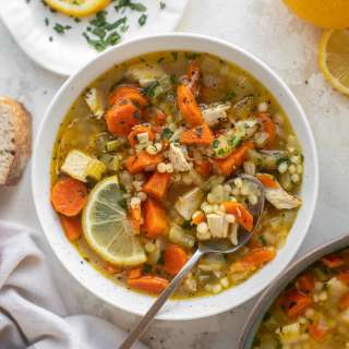 Lemon Ginger Couscous Chicken Soup