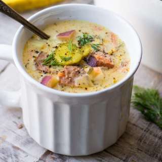 Dill Pickle and Brat Soup