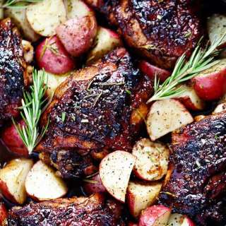 Glazed Honey Balsamic Chicken with Potatoes
