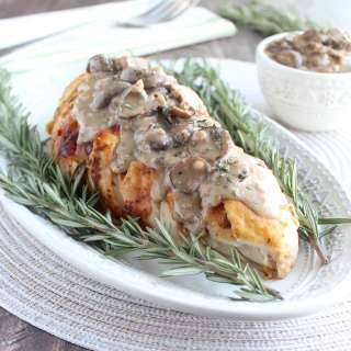 Roasted Turkey Breast with Blue Cheese Mushroom Gravy