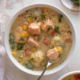 Salmon Chowder with Dill Dumplings