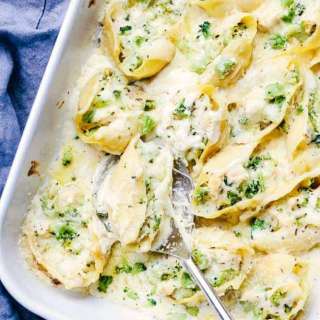 Chicken Broccoli Garlic Alfredo Shells