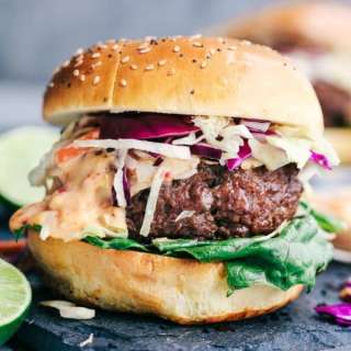 Asian Barbecue Burgers with Sweet Chili Lime Mayo