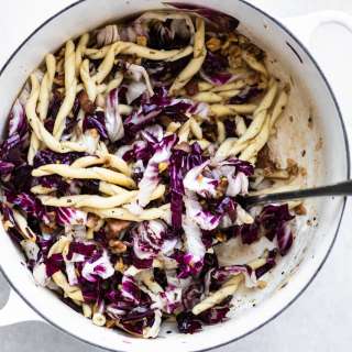 Pasta with Radicchio, Bacon, and Walnuts