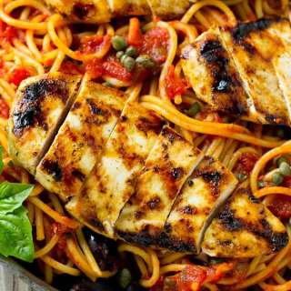 Pasta Puttanesca with Chicken
