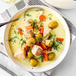 Creamy Lemon Salmon Soup