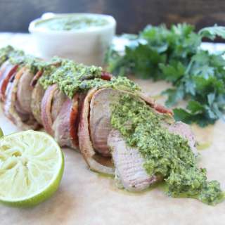 Bacon Wrapped Chimichurri Pork Tenderloin