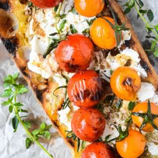 Grilled Cherry Tomato and Goat Cheese Bruschetta