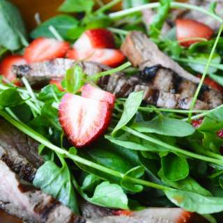 Strawberry jalapeno Marinated Steak Salad
