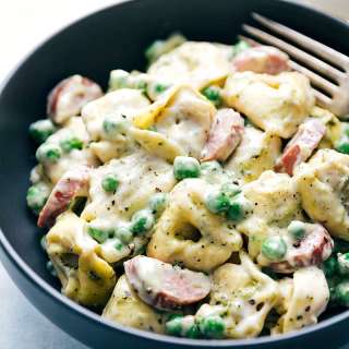 Alfredo Pesto Tortellini with Sausage