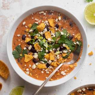 Cheesy Black Bean Tortilla Soup