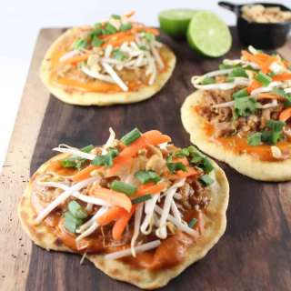 Thai Peanut Pulled Pork Roti Bread Pizzas