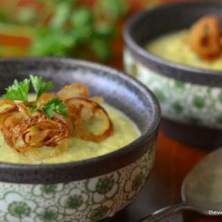 Green Cauliflower Soup with Fried Shallots