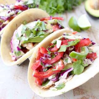 Blackened Mahi Mahi Fish Tacos with Cilantro Jalapeno Slaw
