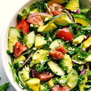 Avocado, Tomato and Cucumber Arugula Salad