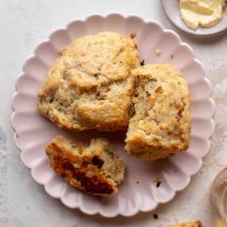 Caramelized Onion and Cheddar Beer Bread Scones