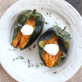 Butternut Squash Stuffed Poblano Peppers