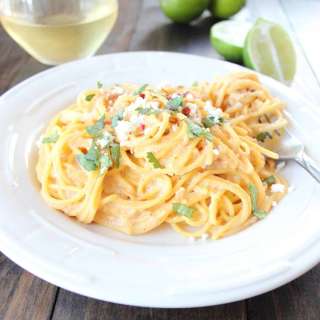 Mexican Corn Pasta with Chipotle Alfredo