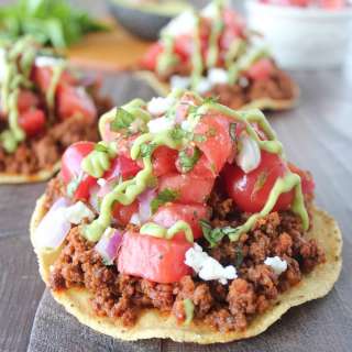 Chorizo Tostadas with Watermelon Salsa