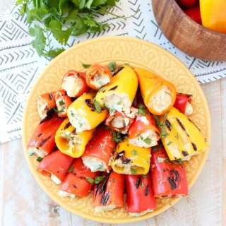 Grilled Stuffed Mini Peppers with Jalapeno Artichoke Dip