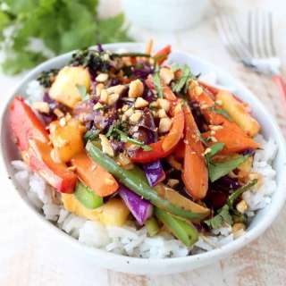 Thai Peanut Pineapple Veggie Rice Bowl