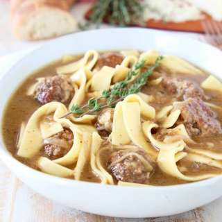 Slow Cooker French Onion Meatball Soup