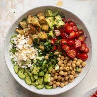 Chickpea Salad Bowl with Dilly Croutons