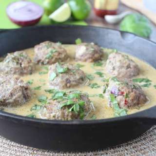 Asian Lamb Meatballs in Green Curry Sauce