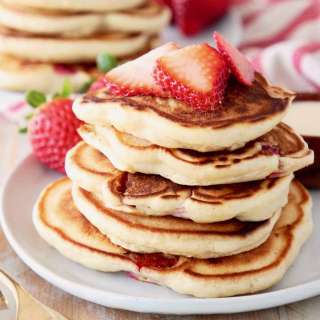 Strawberry Pancakes with Cream Cheese Syrup