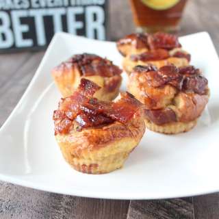 Maple Candied Bacon Bread Pudding Muffins