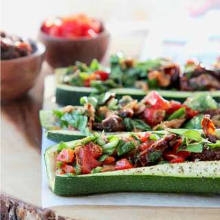 Mediterranean Tuna Salad Stuffed Zucchini