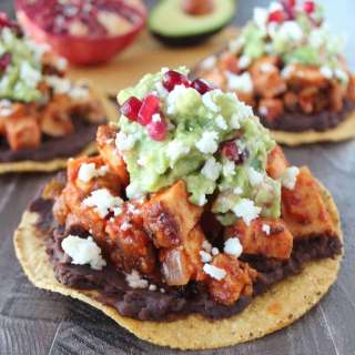 Turkey Tostadas with Pomegranate Guacamole
