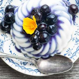 Coconut Panna Cotta with Blueberry Sauce