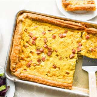 Sheet Pan Quiche with Ham and Cheese