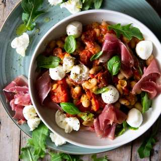 Warm White Bean Salad - Prosciutto & Baby Mozzarella