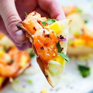 Firecracker Shrimp Wonton Tacos