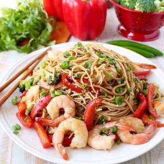 One Pot Teriyaki Shrimp Lo Mein